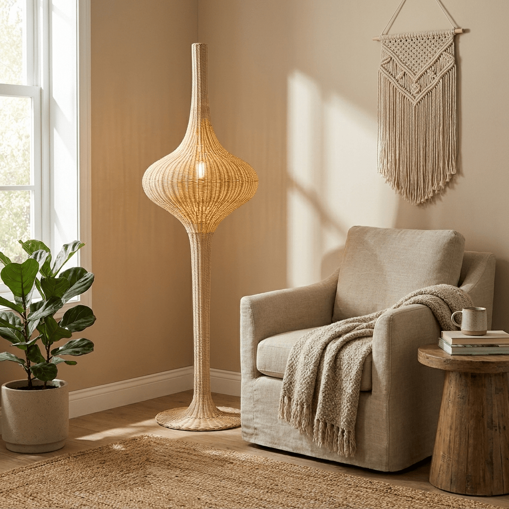Onion rotan vloerlamp