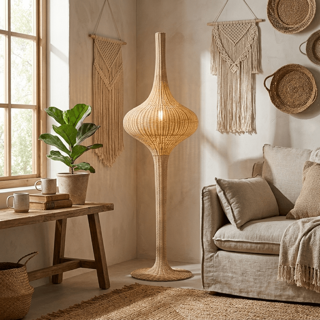 Onion rotan vloerlamp
