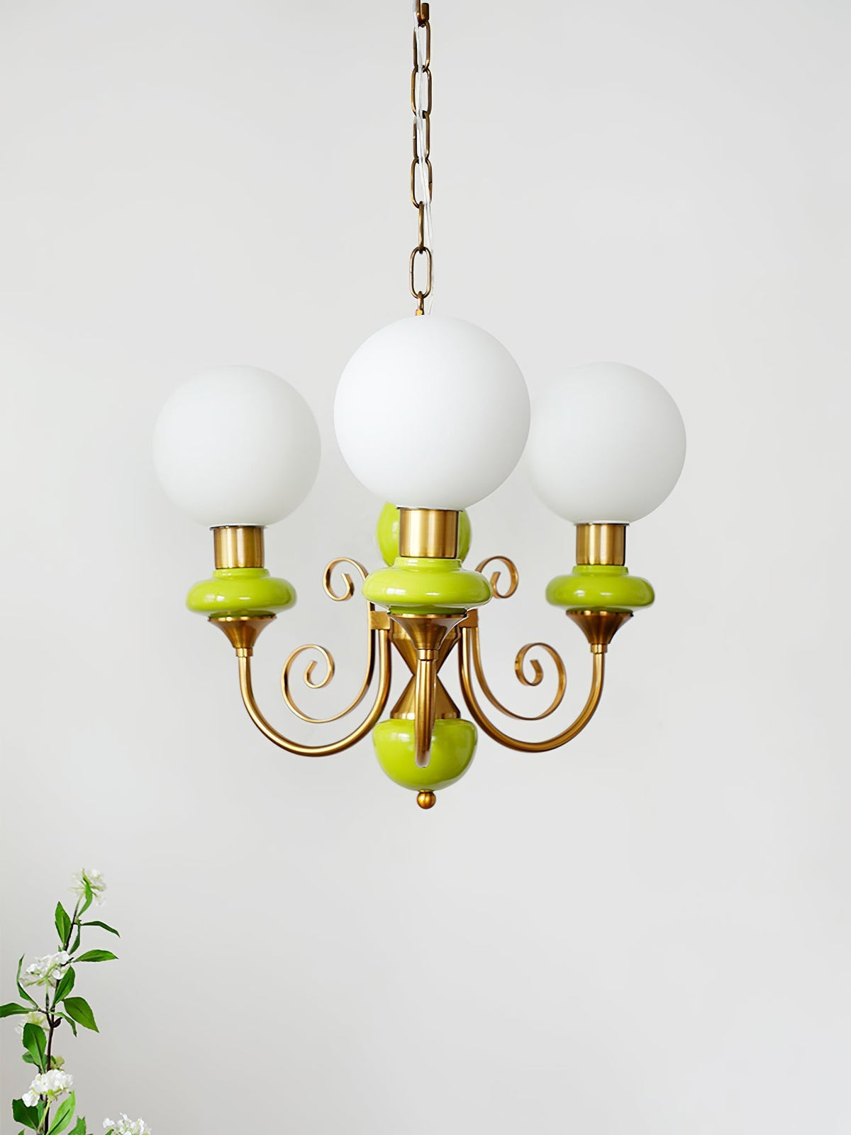 Evsolia kroonluchter van groen onyx glas