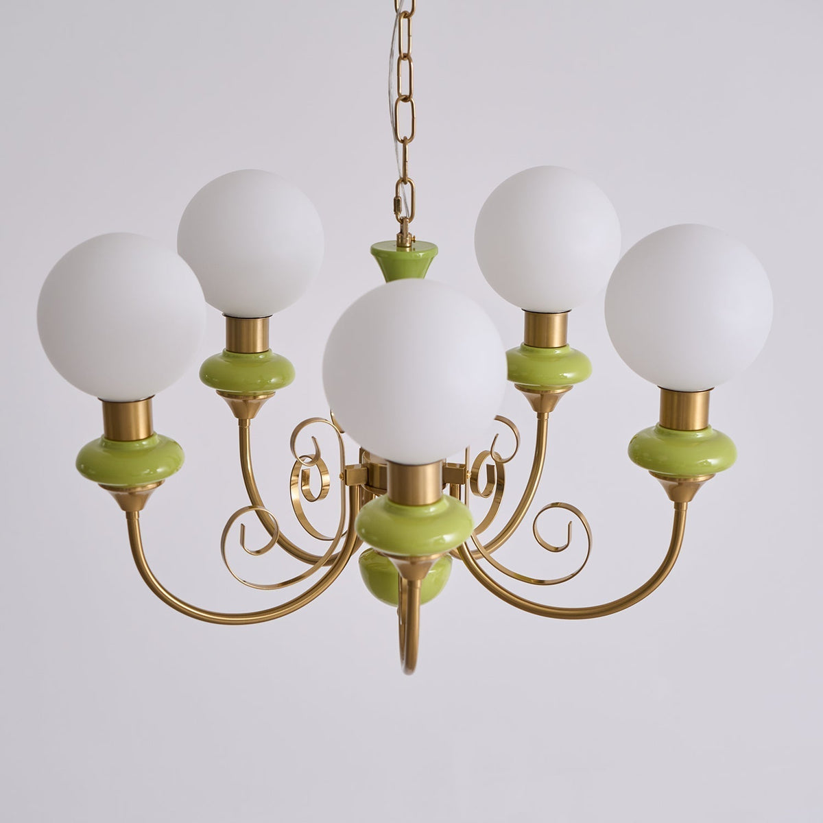 Evsolia kroonluchter van groen onyx glas