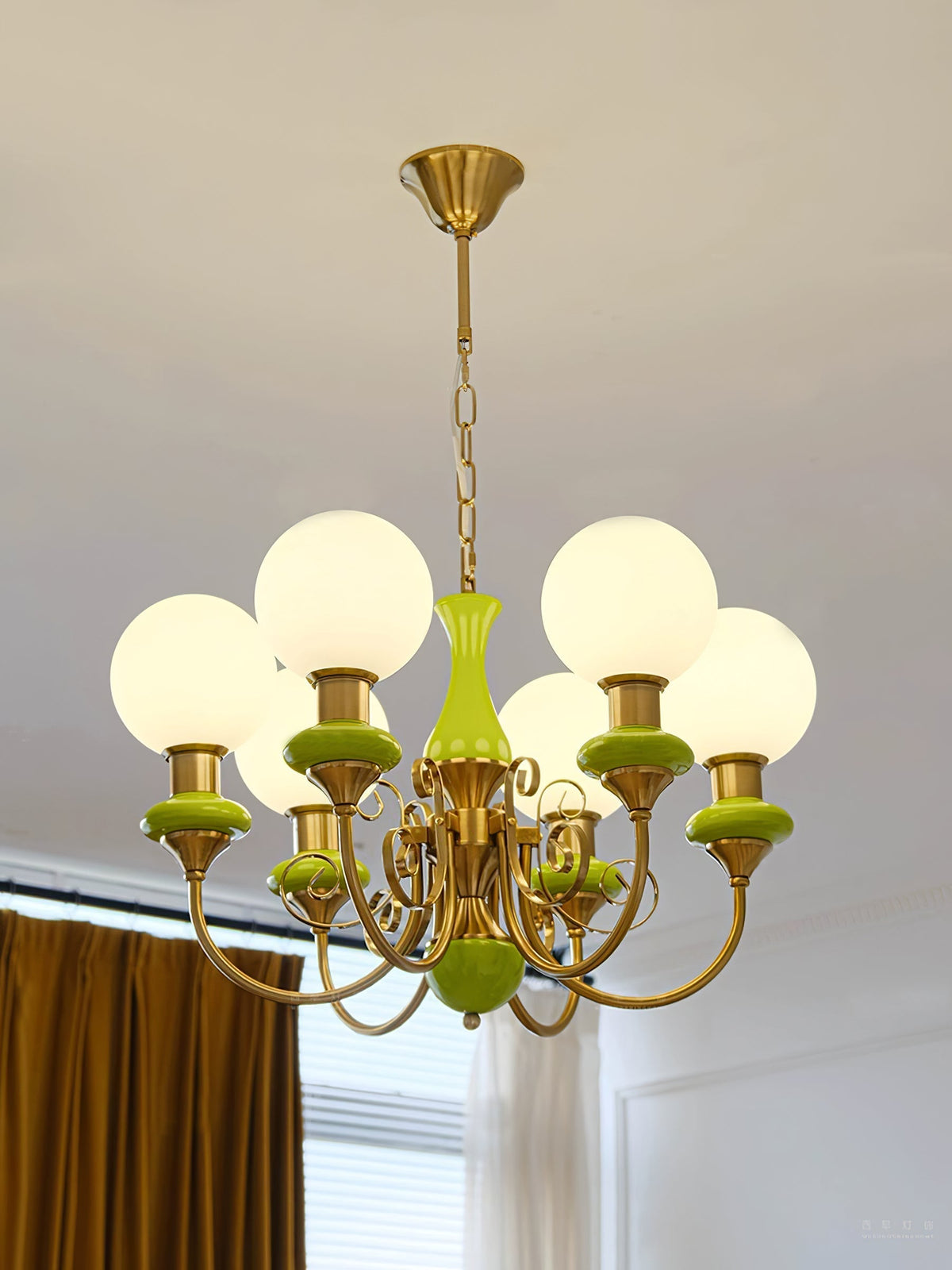 Evsolia kroonluchter van groen onyx glas
