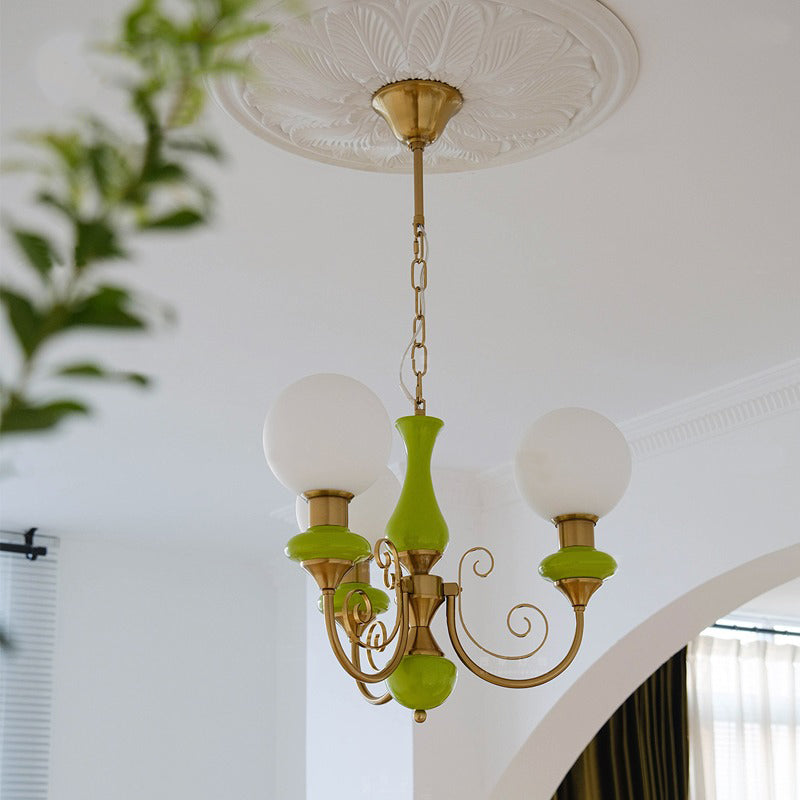 Evsolia kroonluchter van groen onyx glas