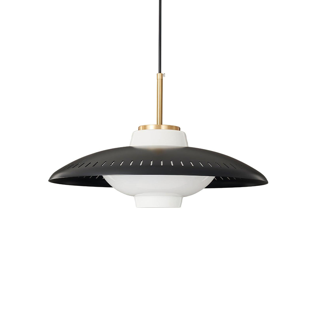 Evelo hanglamp van glas met opalglas en brede kap in klassieke stijl