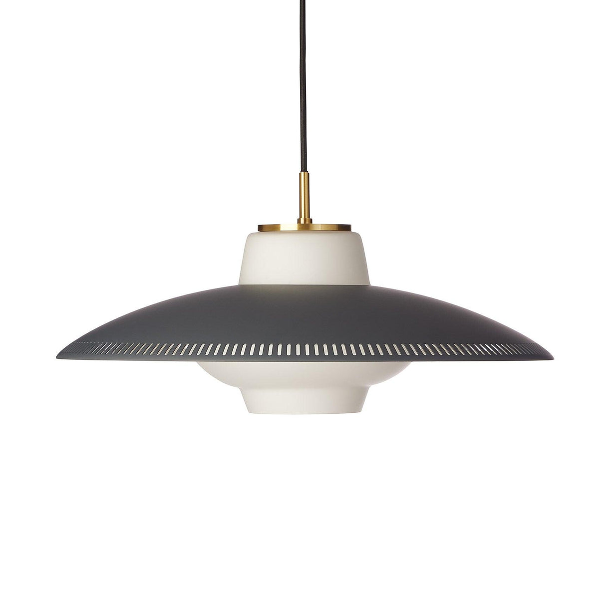 Evelo hanglamp van glas met opalglas en brede kap in klassieke stijl