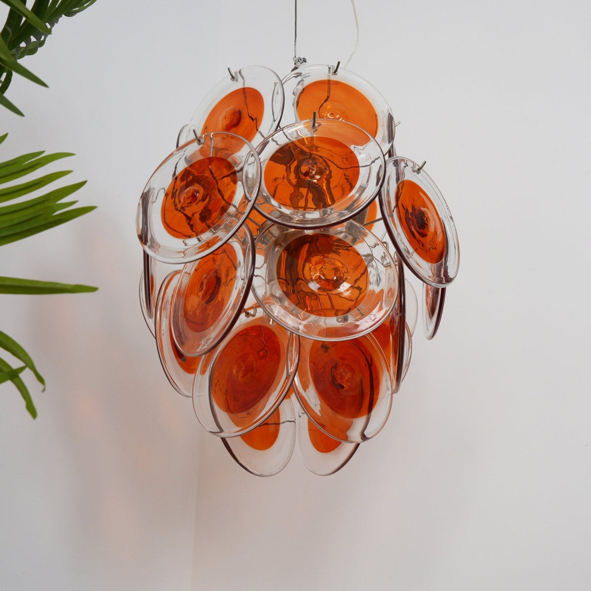 Lioruiel kroonluchter oranje Murano-glasplaten gelaagd