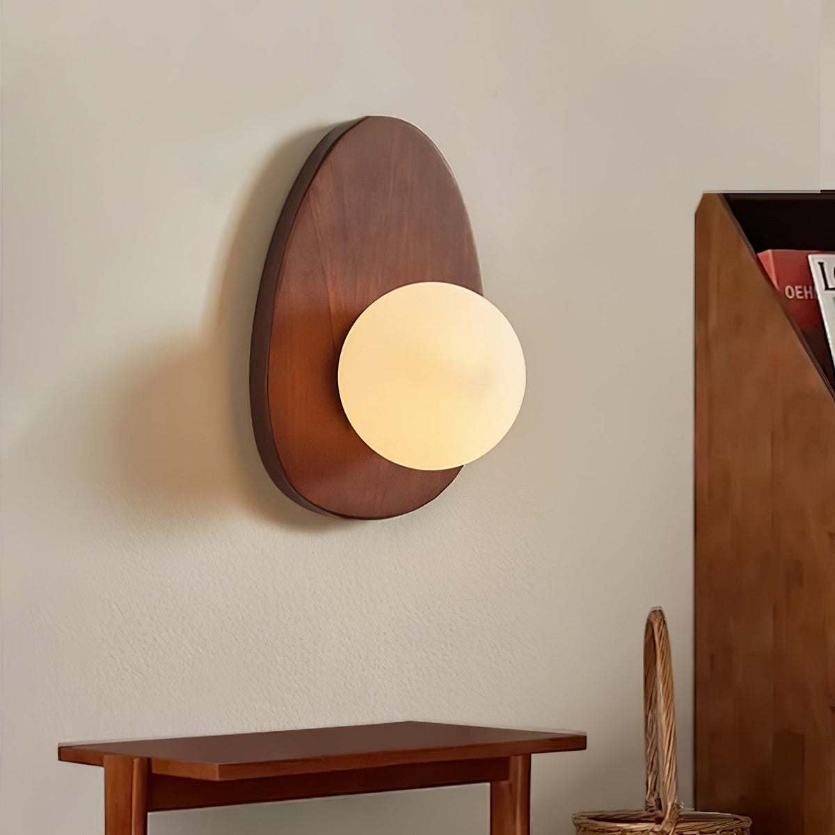 Aldiniella Premium Noordse kunst walnoothout glas wandlamp