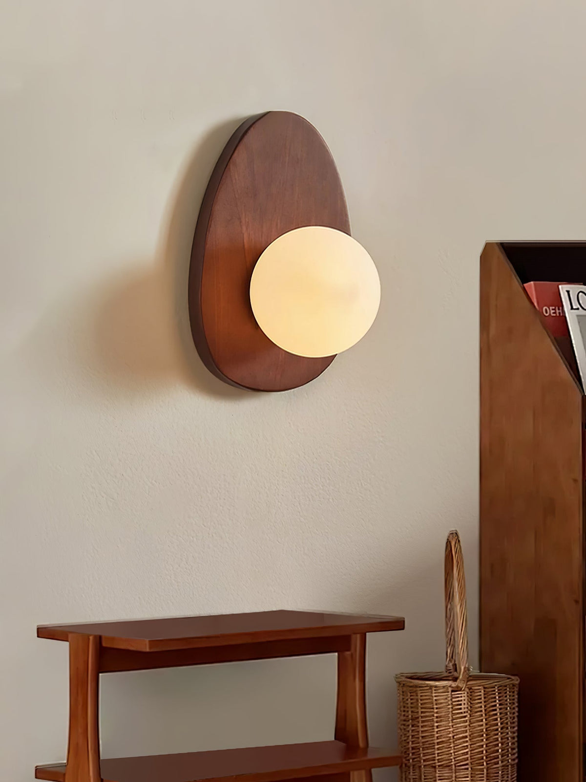 Aldiniella Premium Noordse kunst walnoothout glas wandlamp
