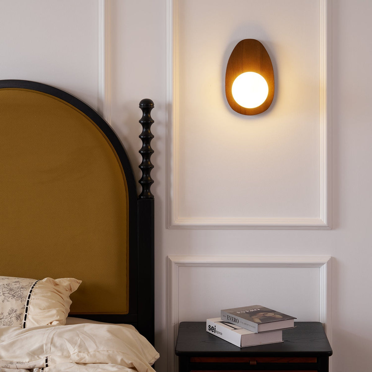 Aldiniella Premium Noordse kunst walnoothout glas wandlamp