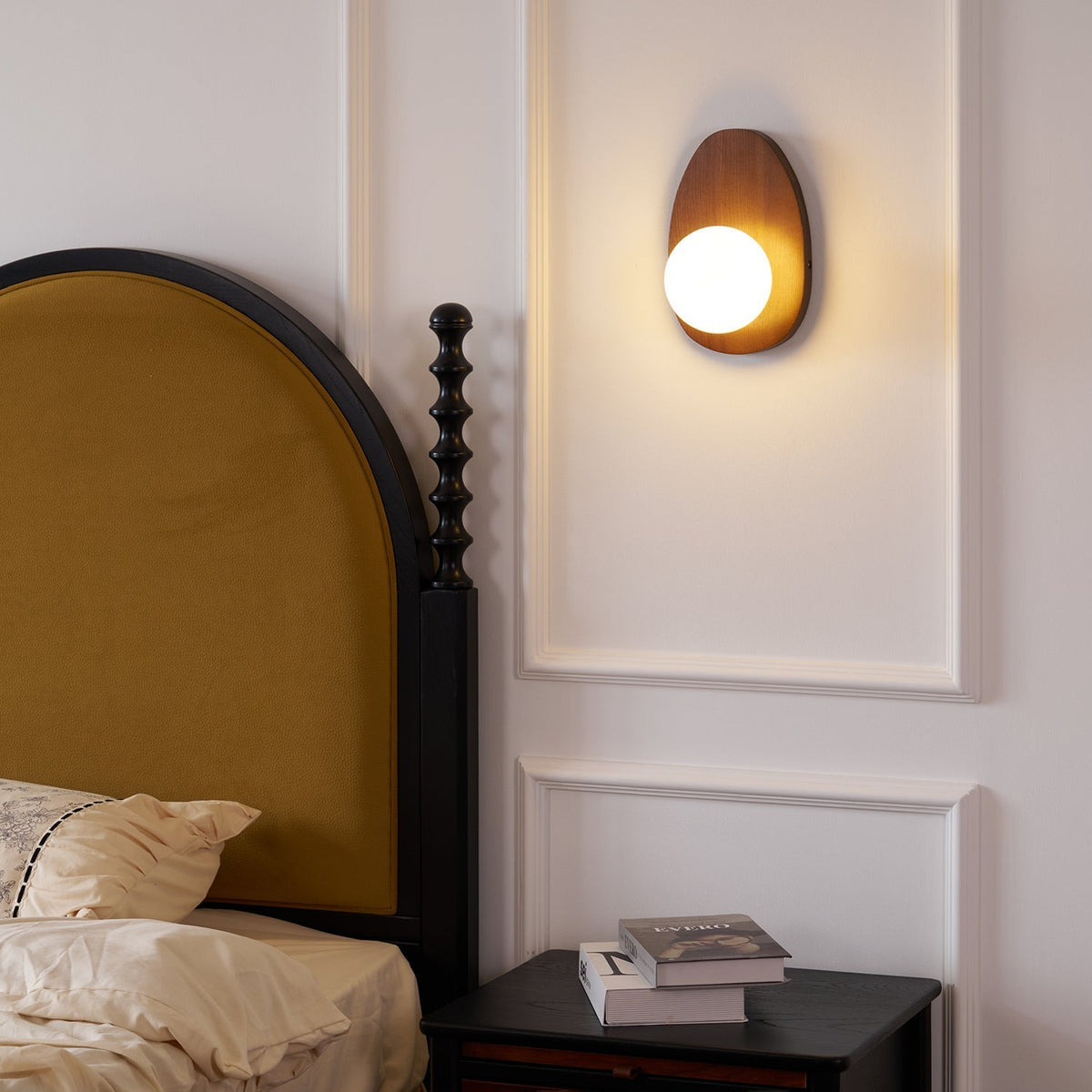 Aldiniella Premium Noordse kunst walnoothout glas wandlamp