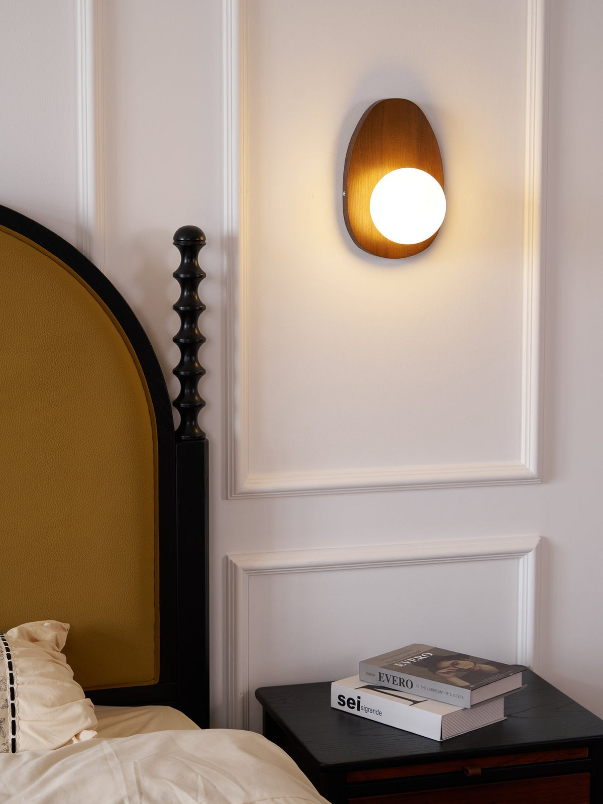 Aldiniella Premium Noordse kunst walnoothout glas wandlamp