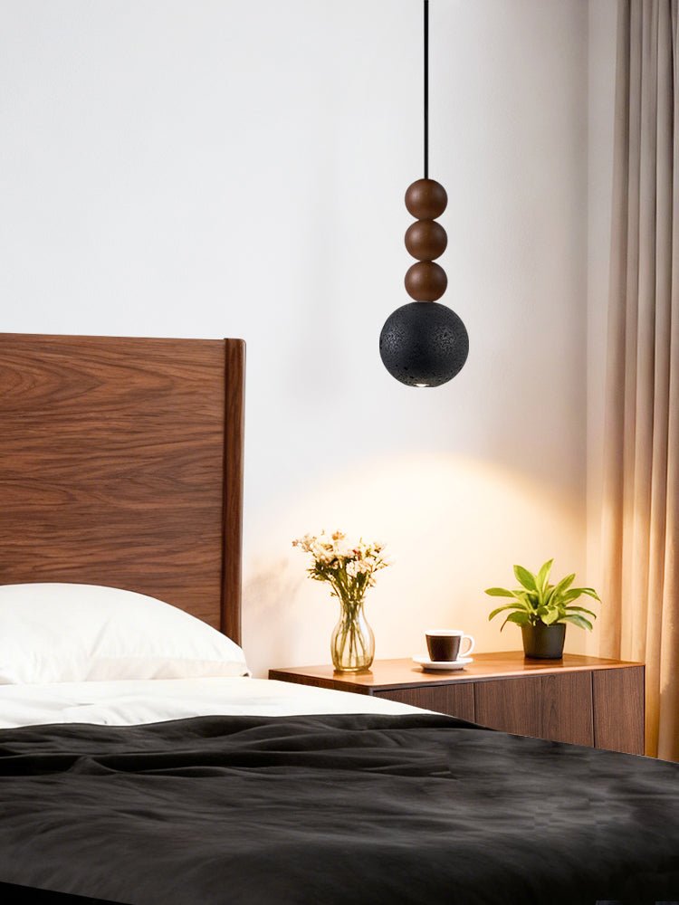 Tizn Zwart travertin Hout Moderne hanglamp