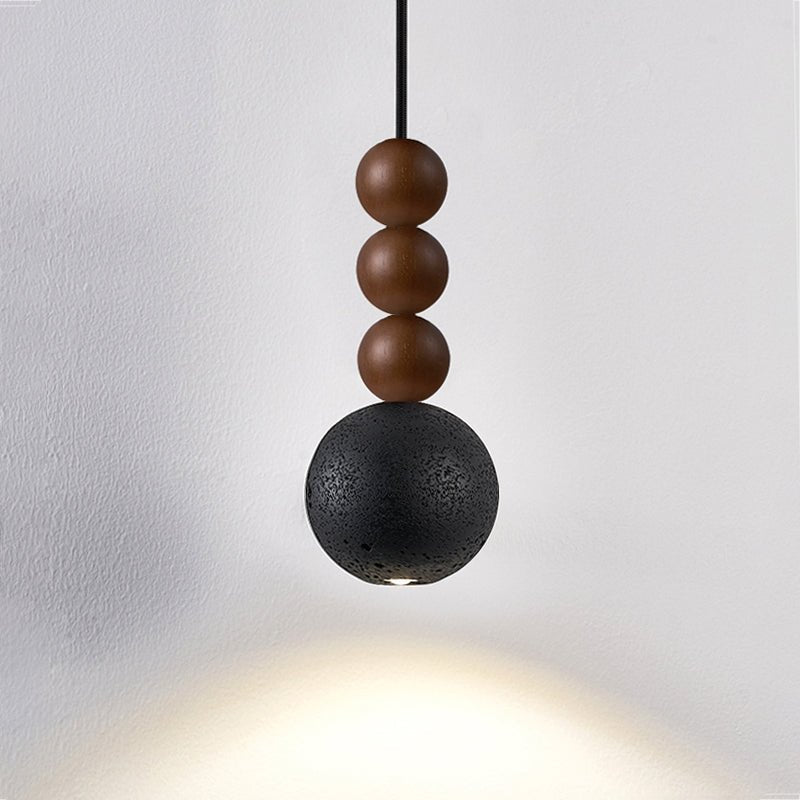 Tizn Zwart travertin Hout Moderne hanglamp