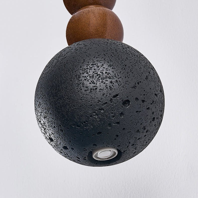 Tizn Zwart travertin Hout Moderne hanglamp