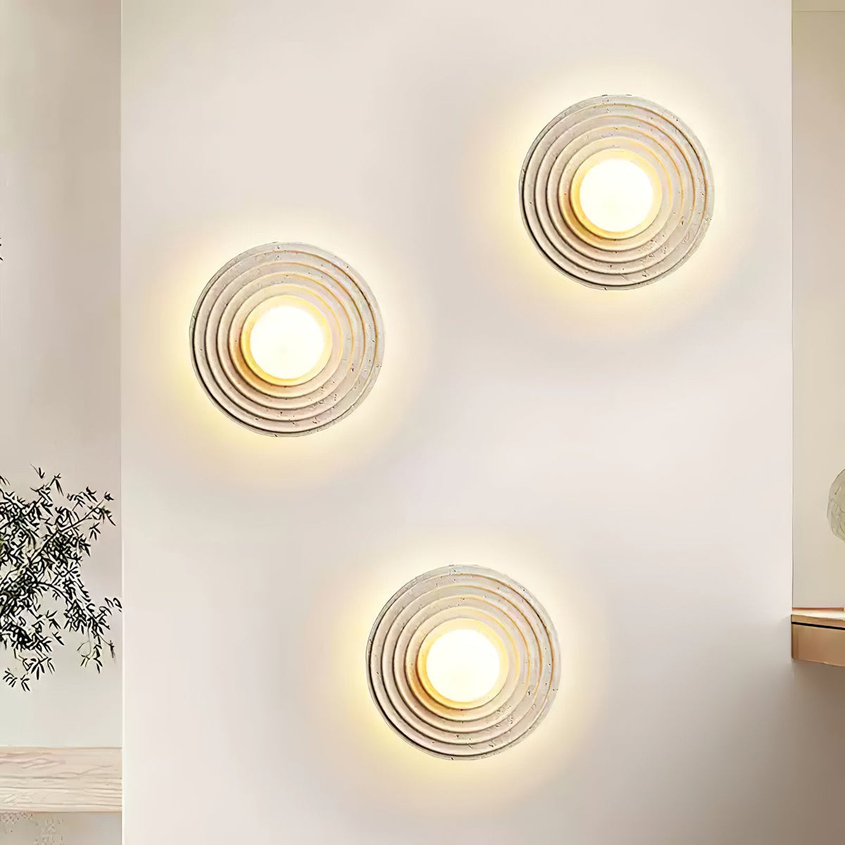 Zelirara Concentric travertin wandlamp
