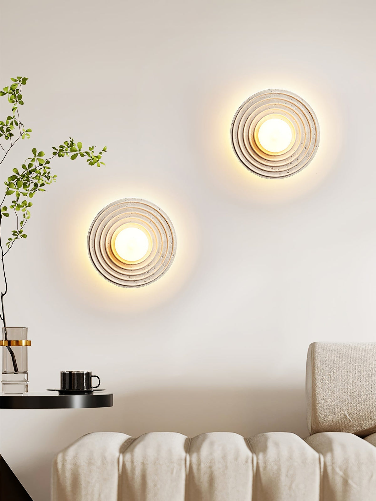 Zelirara Concentric travertin wandlamp