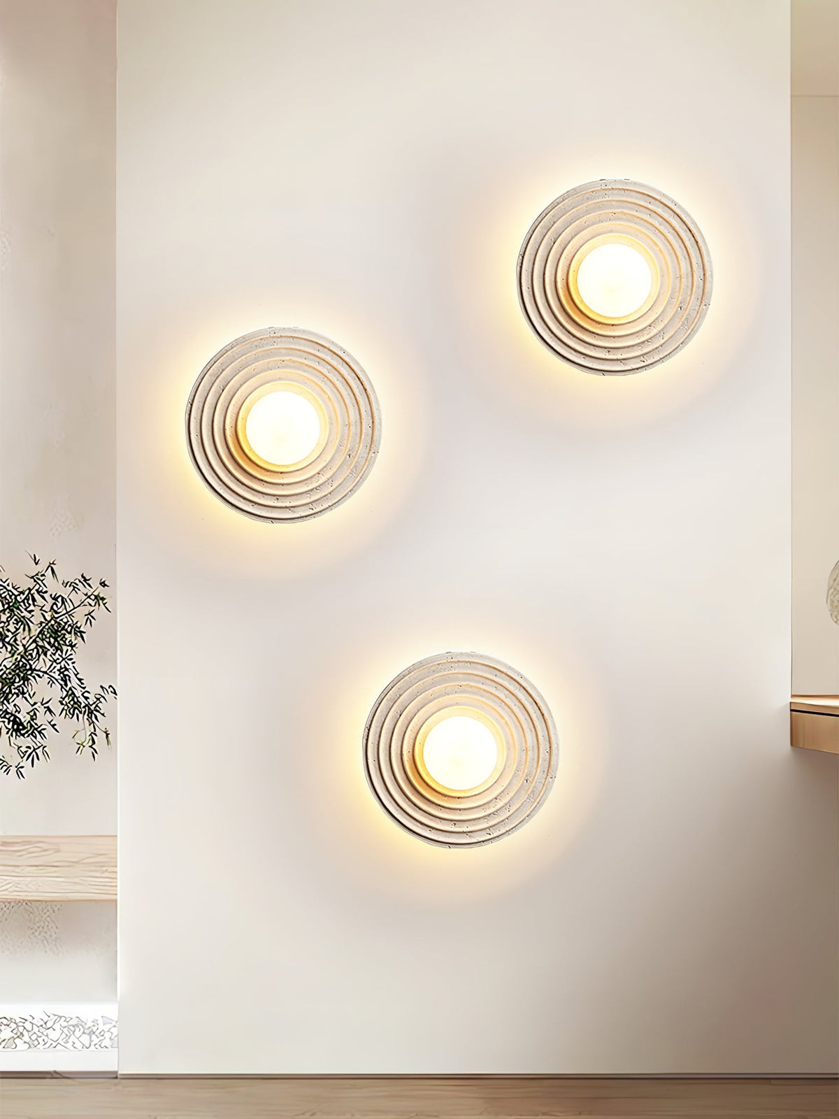 Zelirara Concentric travertin wandlamp