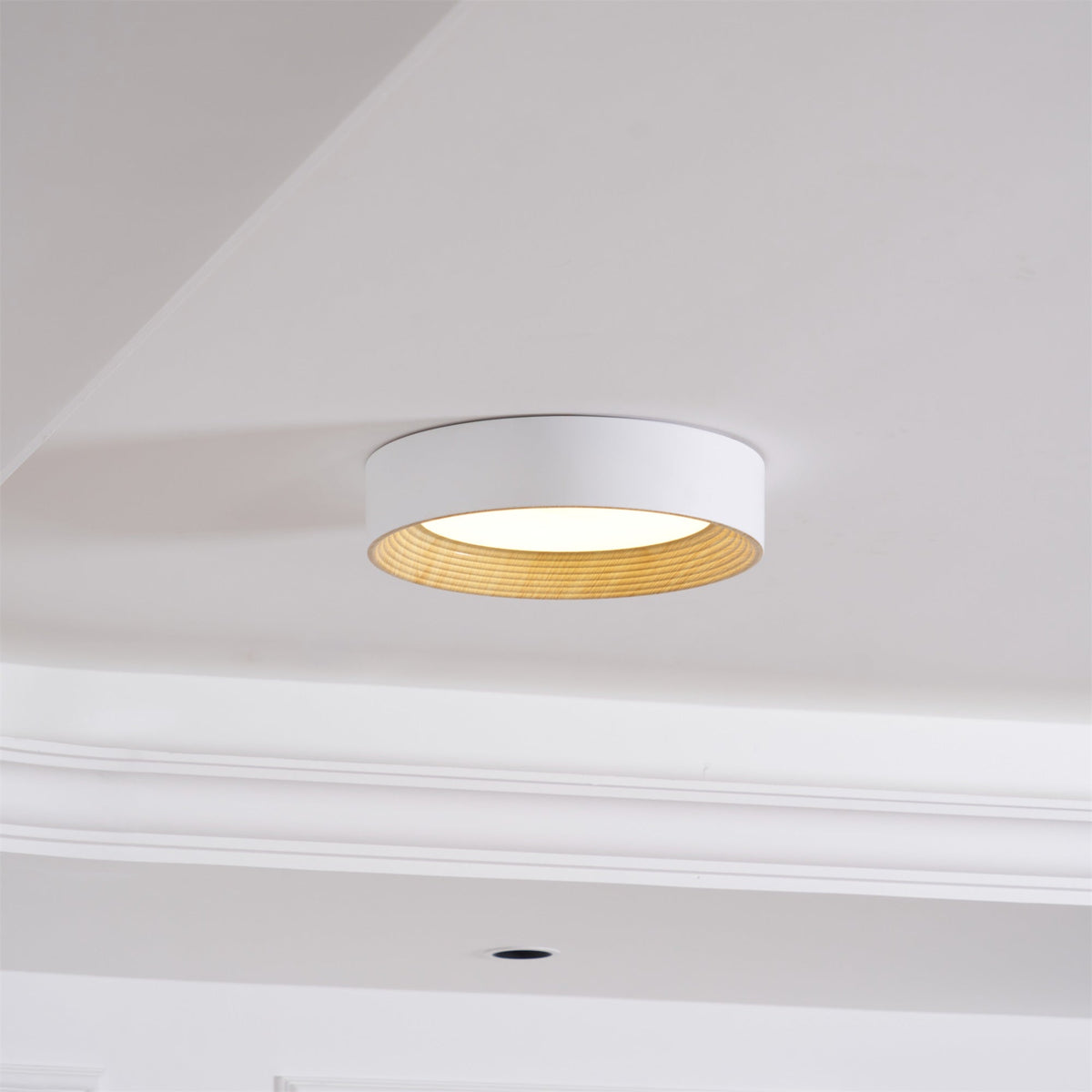 Elvirelle plafondlamp houten ring minimalistisch dimbaar