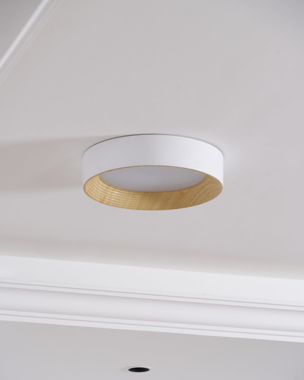 Elvirelle plafondlamp houten ring minimalistisch dimbaar