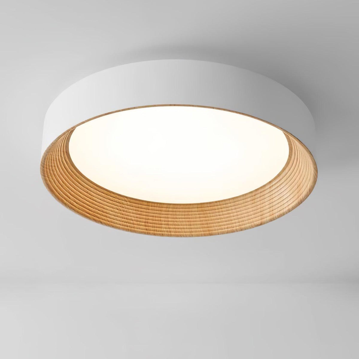 Elvirelle plafondlamp houten ring minimalistisch dimbaar