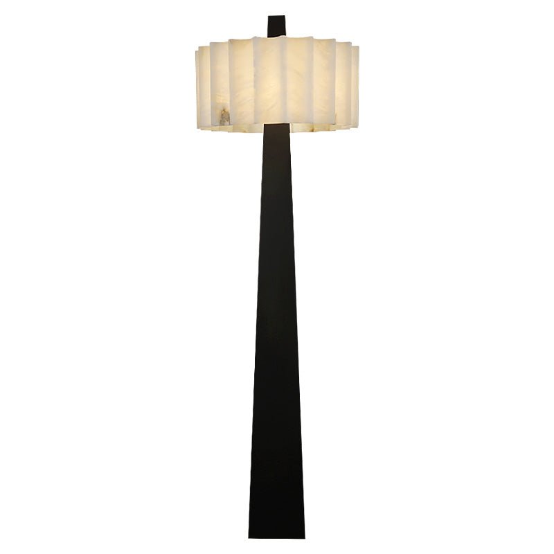 Nivalena albasten vloerlamp met plooilampenscherm