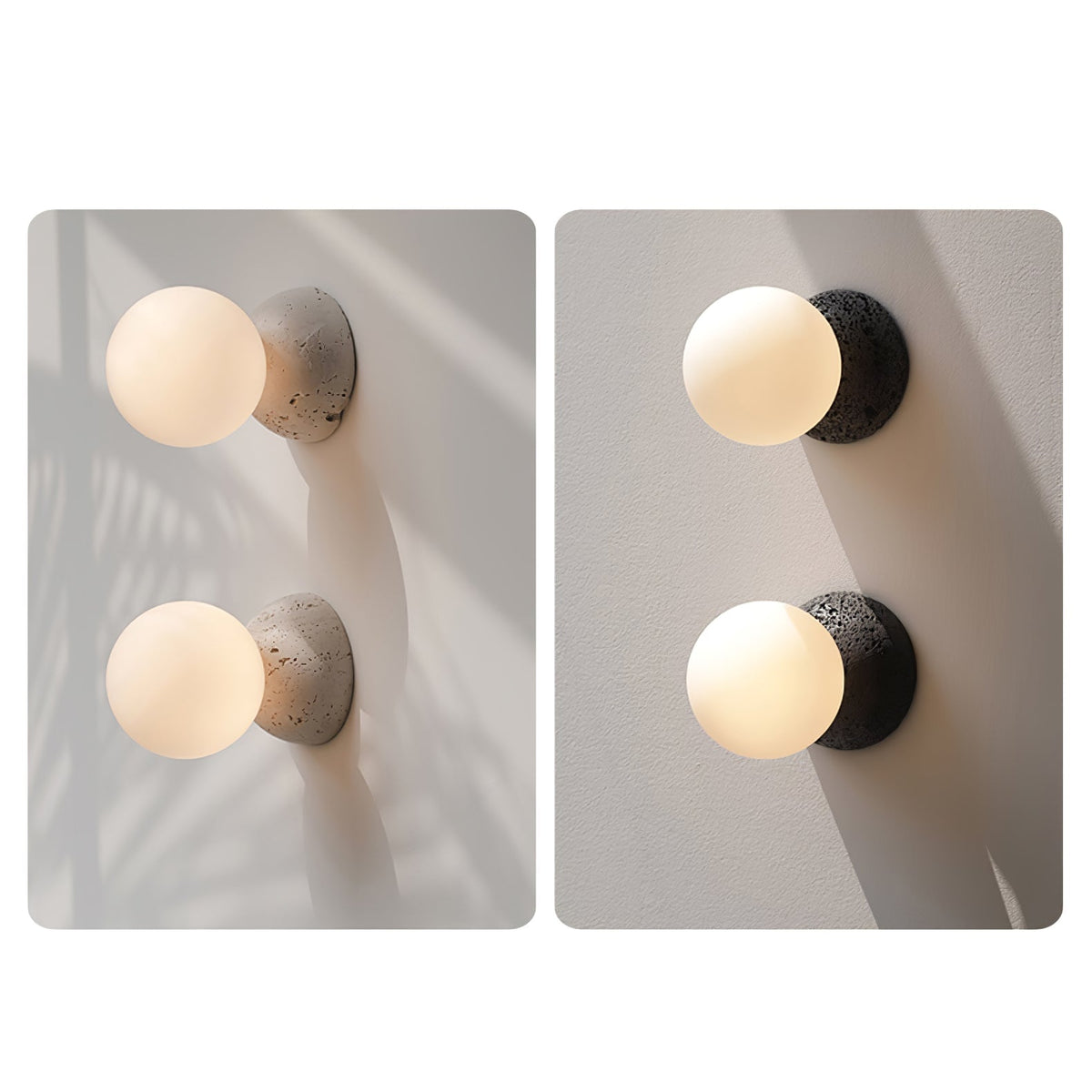 Eirinise wandlamp van beton en melkglas