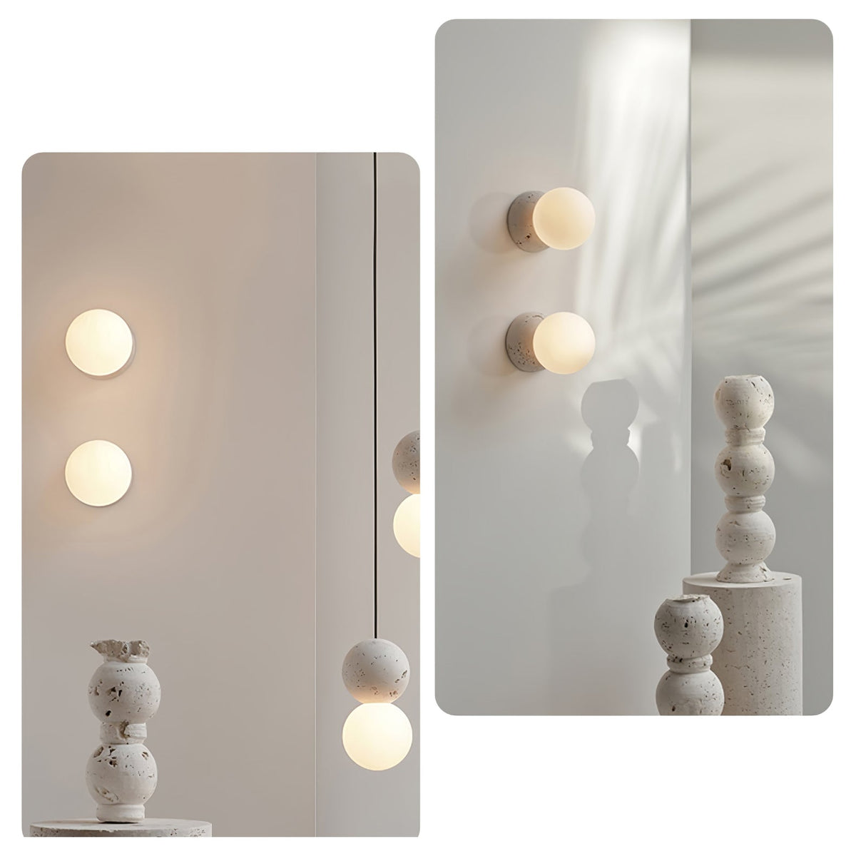Eirinise wandlamp van beton en melkglas