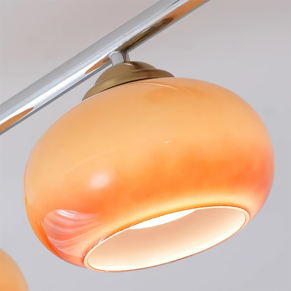 Aubrelle 4-hanglamp met amberkleurig glazen bolplafondarmatuur met bolvormige kap