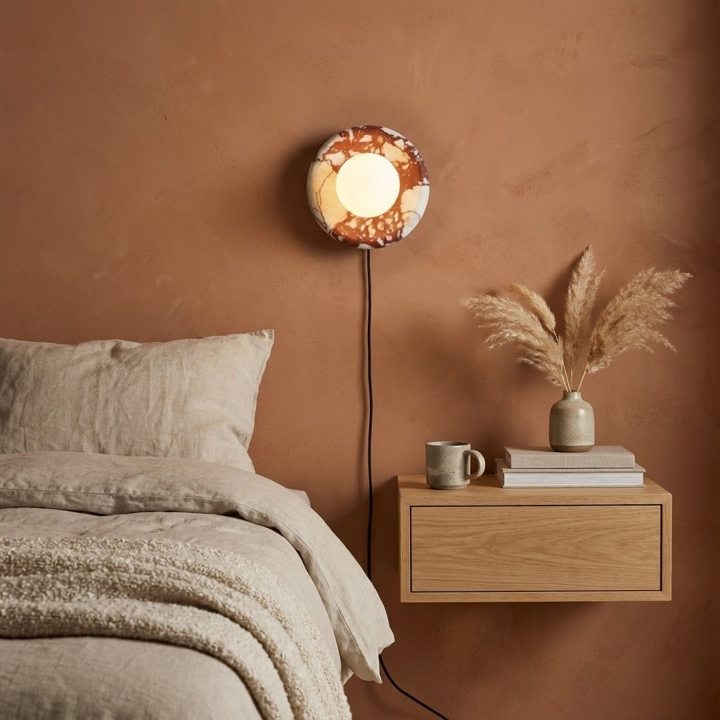 Vantheori Rood Marmeren wandlamp met Stekker (US)