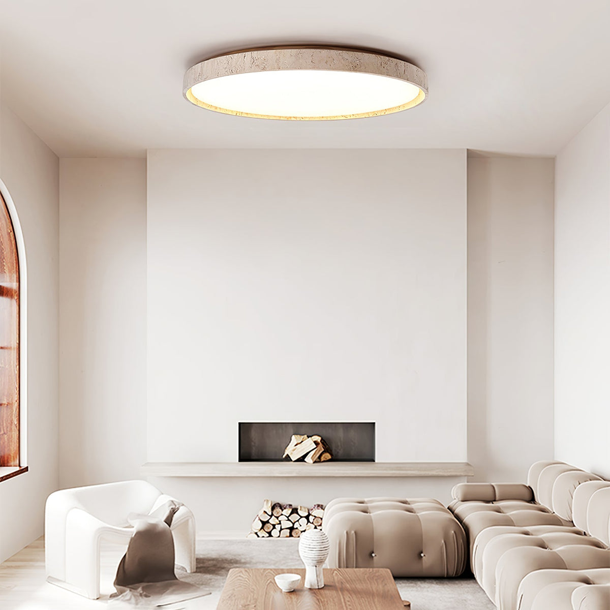 Kathy travertin Ronde plafondlamp
