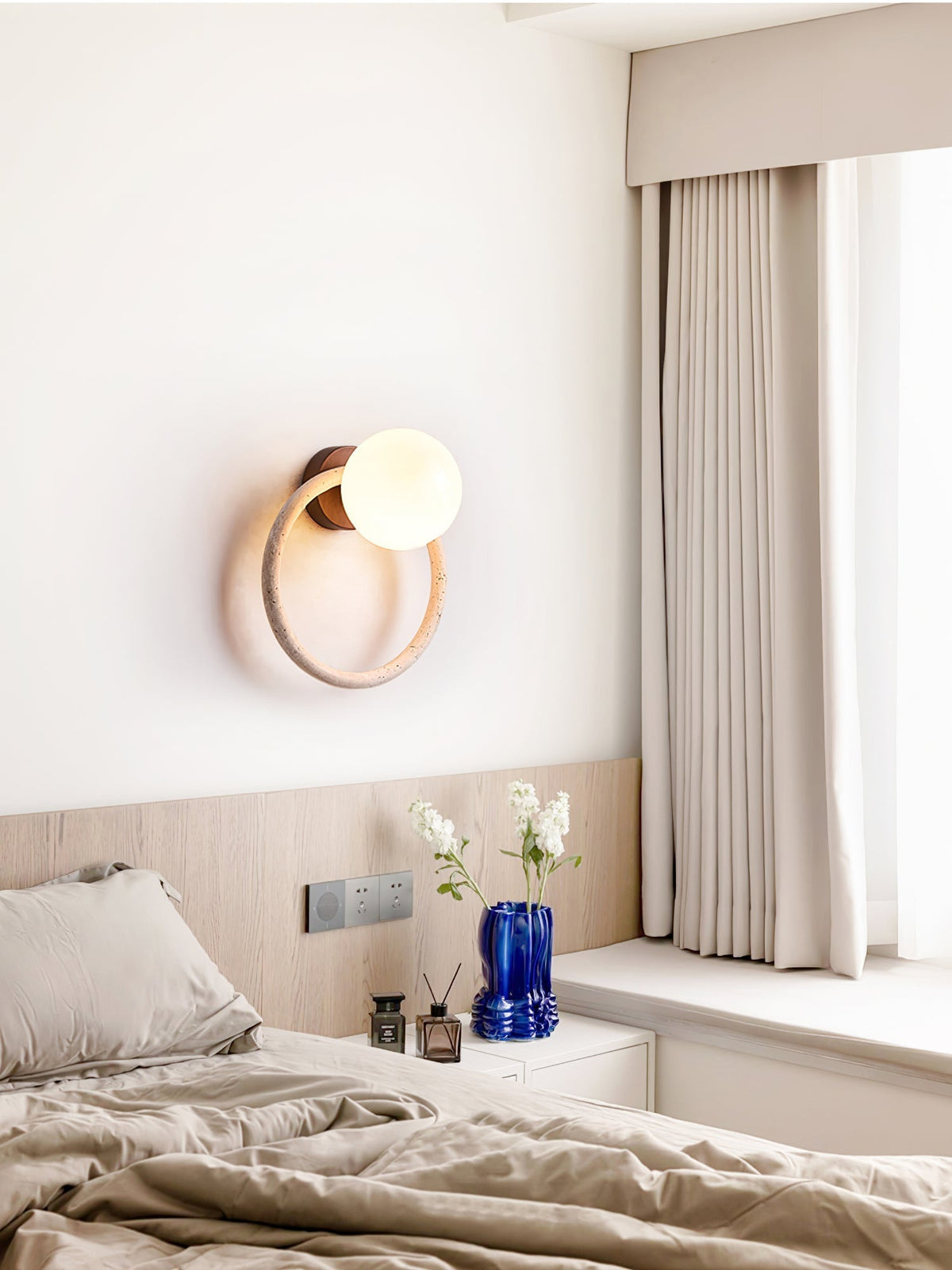Idoryra Geel travertin wandlamp