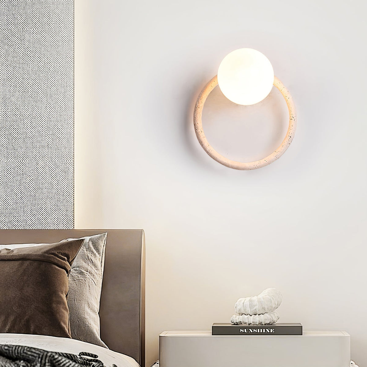 Idoryra Geel travertin wandlamp