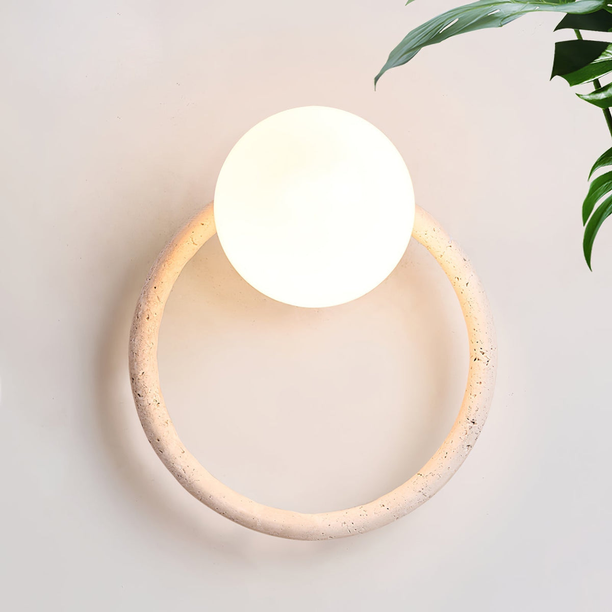 Idoryra Geel travertin wandlamp