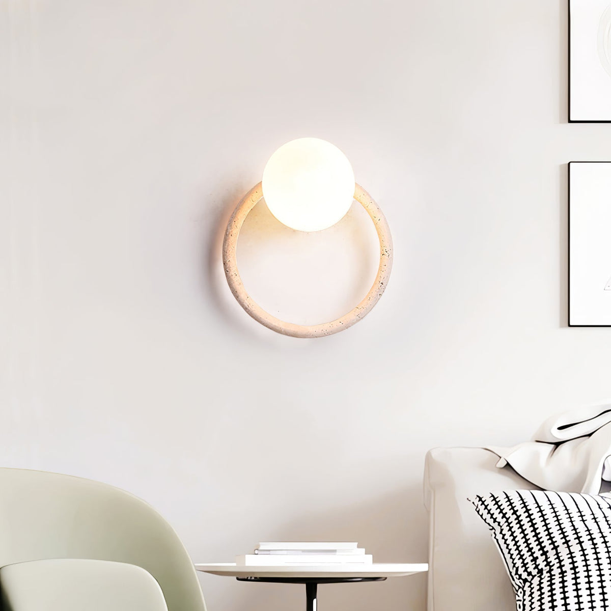 Idoryra Geel travertin wandlamp