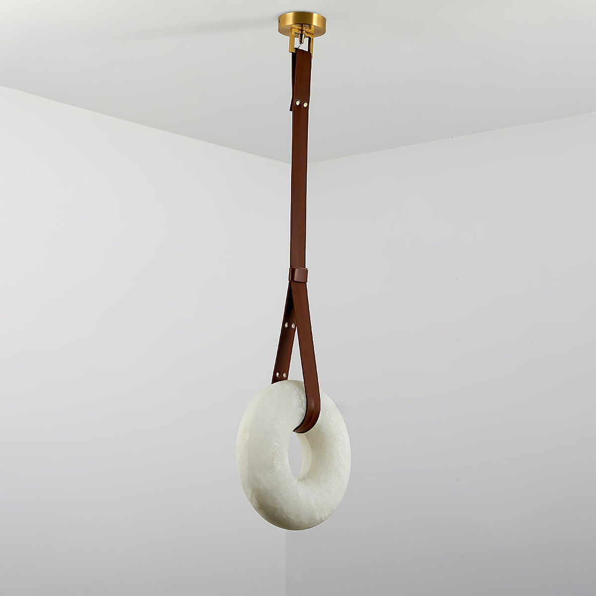 Oslo hanglamp albast ring leerbanden Scandinavisch