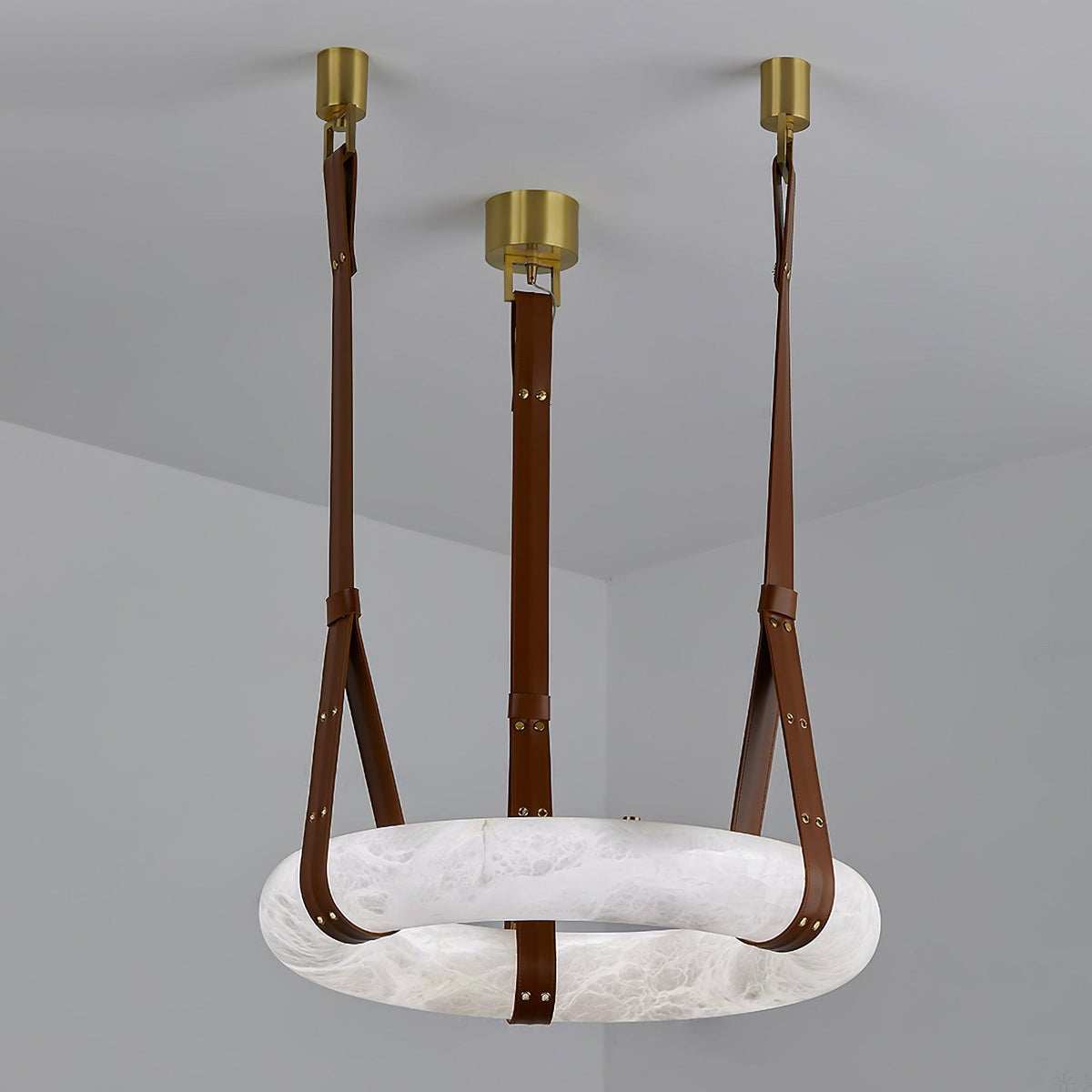 Oslo hanglamp albast ring leerbanden Scandinavisch