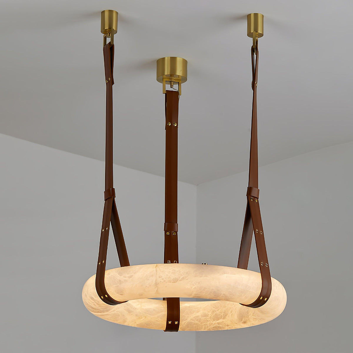 Oslo hanglamp albast ring leerbanden Scandinavisch