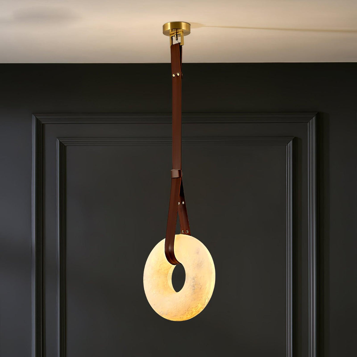 Oslo hanglamp albast ring leerbanden Scandinavisch