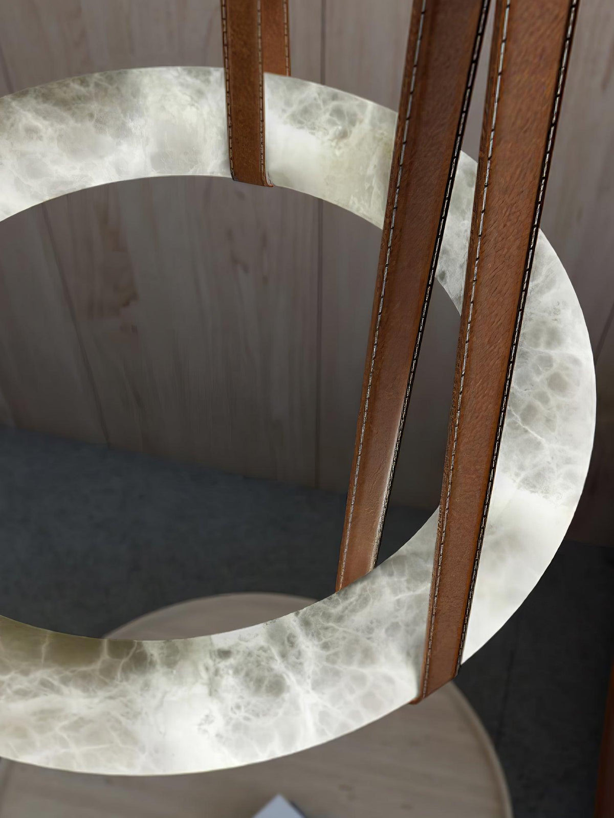 Oslo hanglamp albast ring leerbanden Scandinavisch