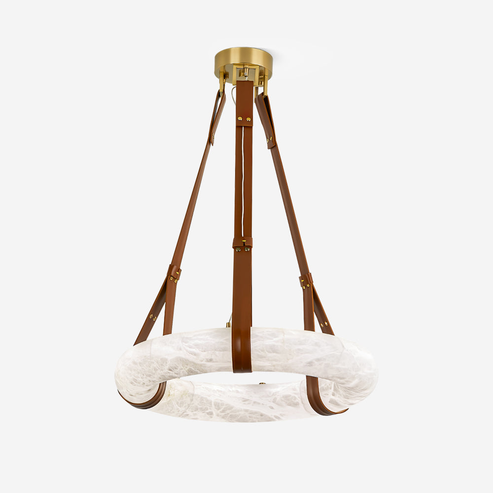 Oslo hanglamp albast ring leerbanden Scandinavisch