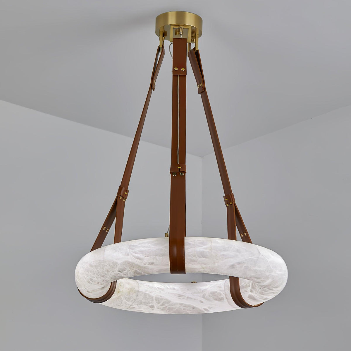 Oslo hanglamp albast ring leerbanden Scandinavisch