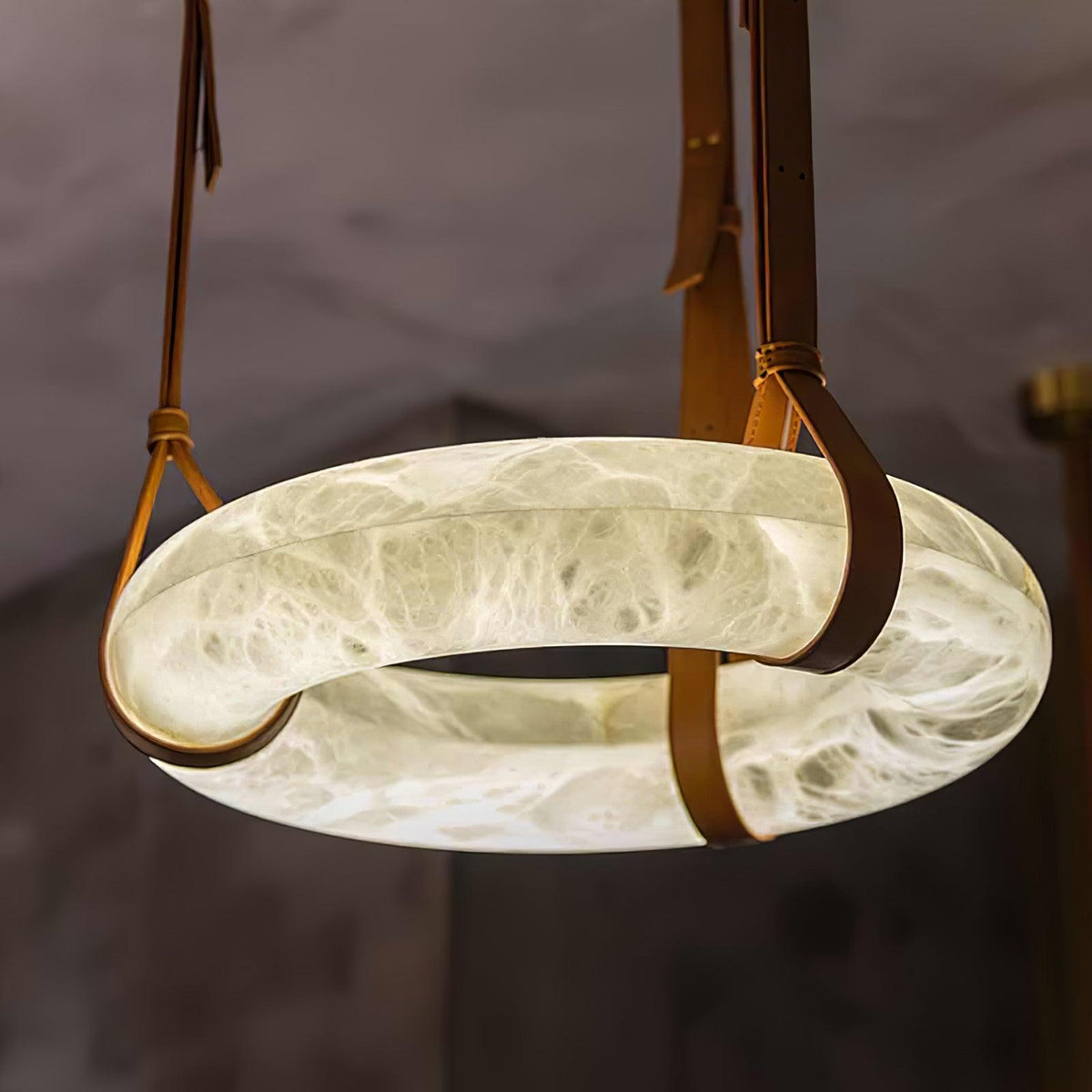 Oslo hanglamp albast ring leerbanden Scandinavisch