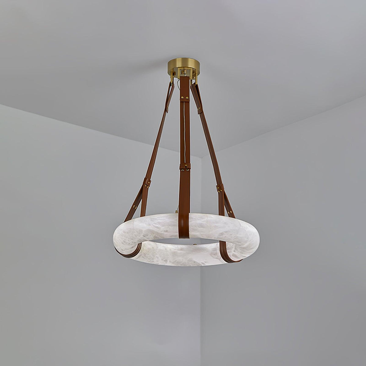 Oslo hanglamp albast ring leerbanden Scandinavisch