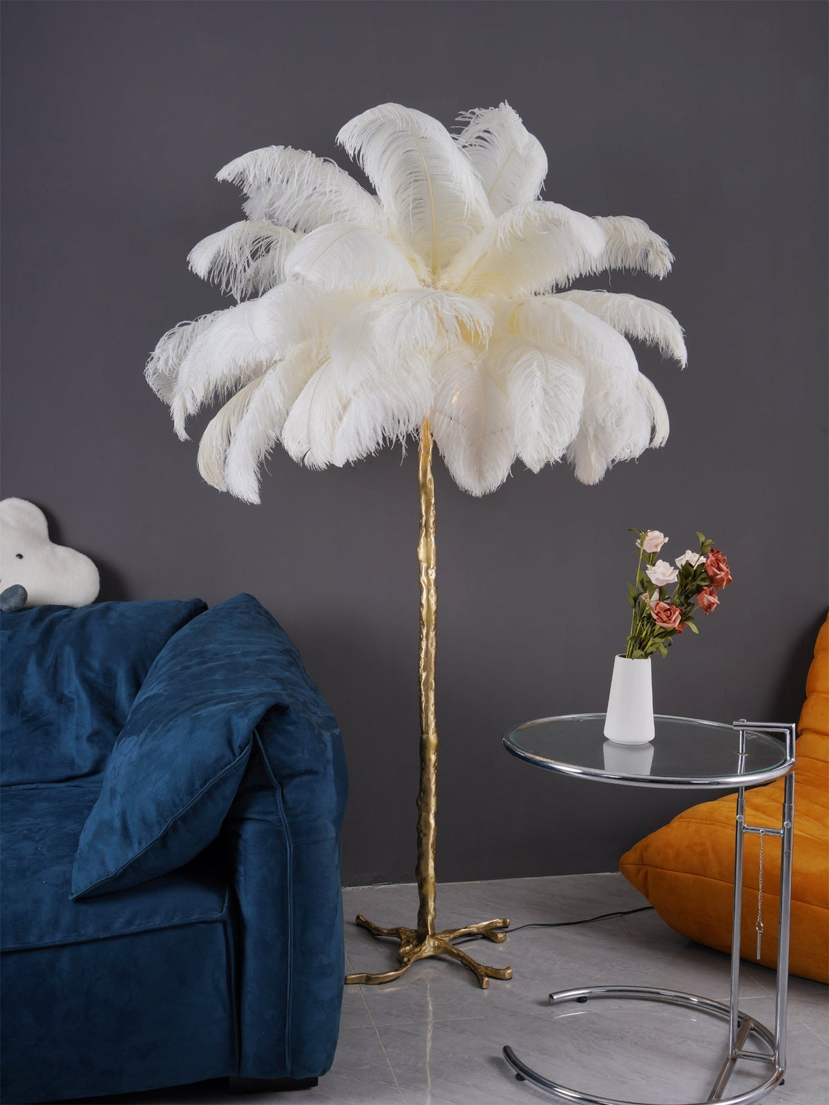 Selis Feather messing vloerlamp