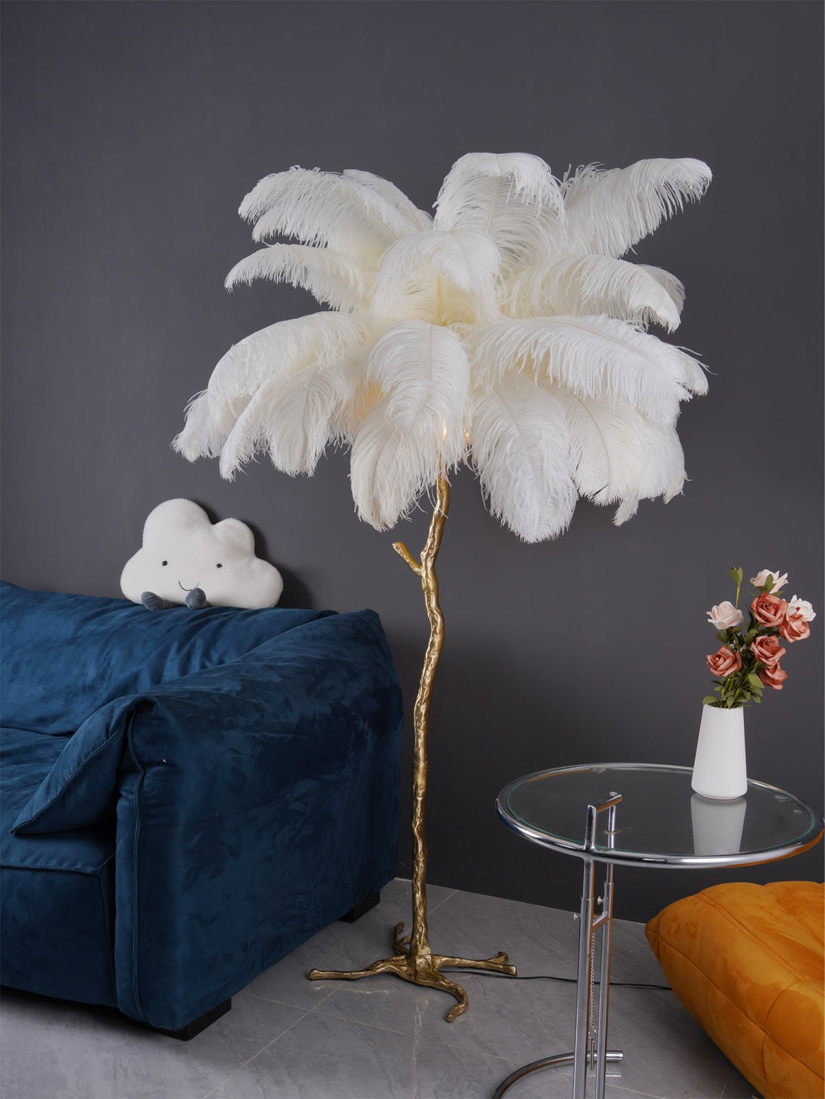 Selis Feather messing vloerlamp