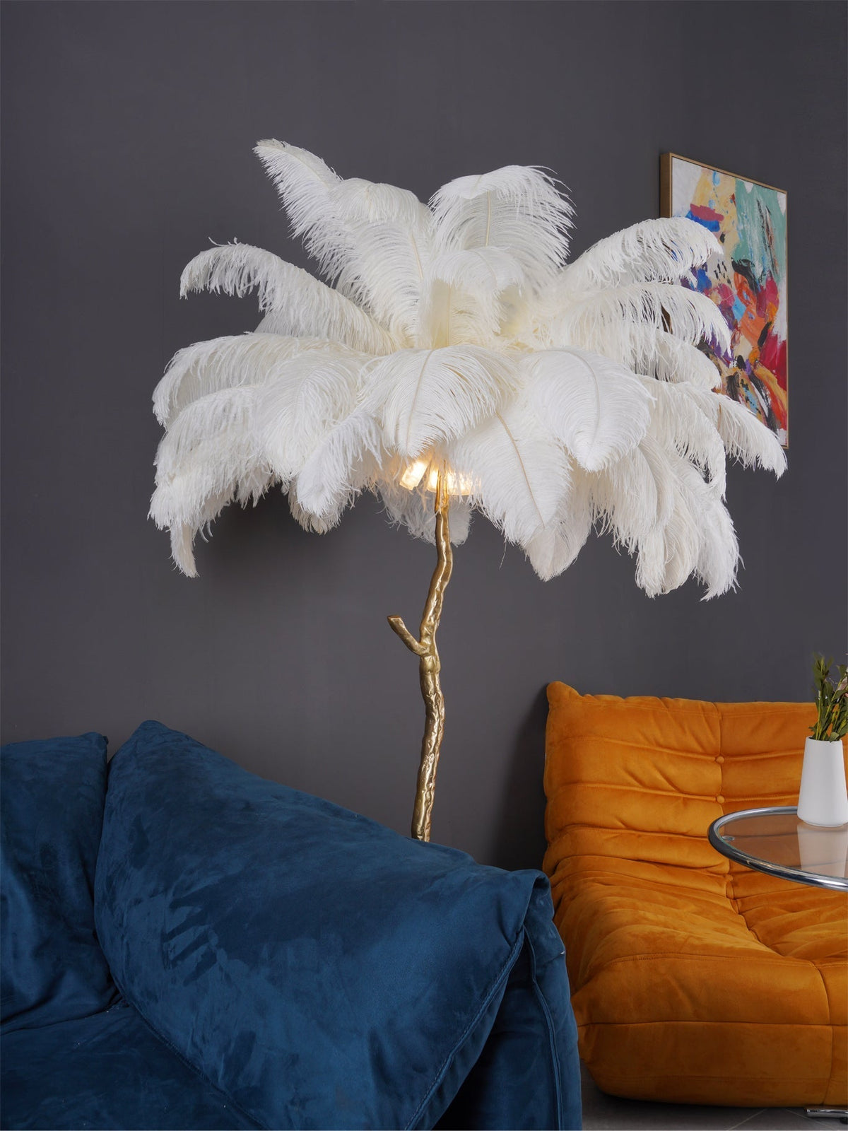 Selis Feather messing vloerlamp