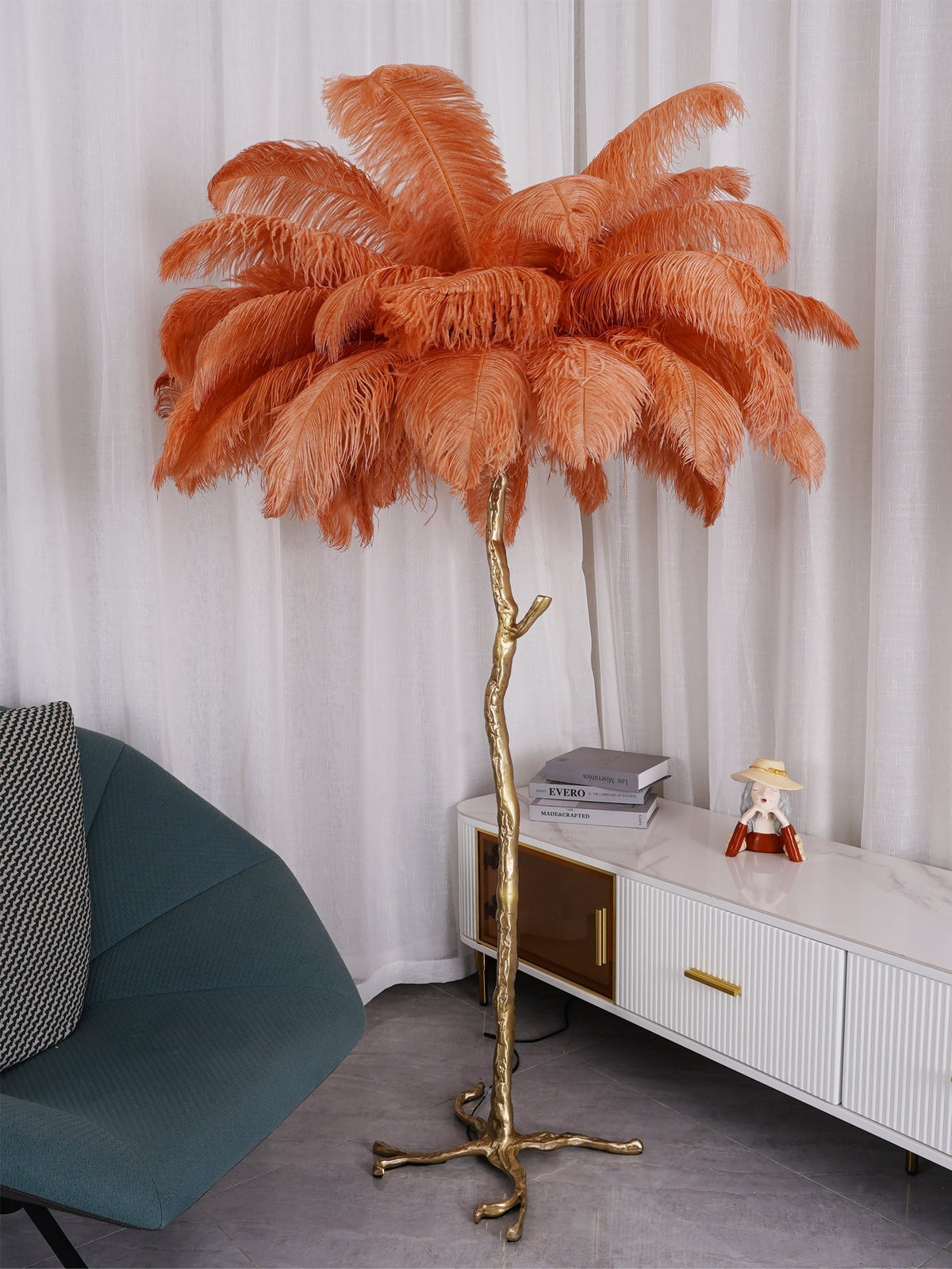 Selis Feather messing vloerlamp