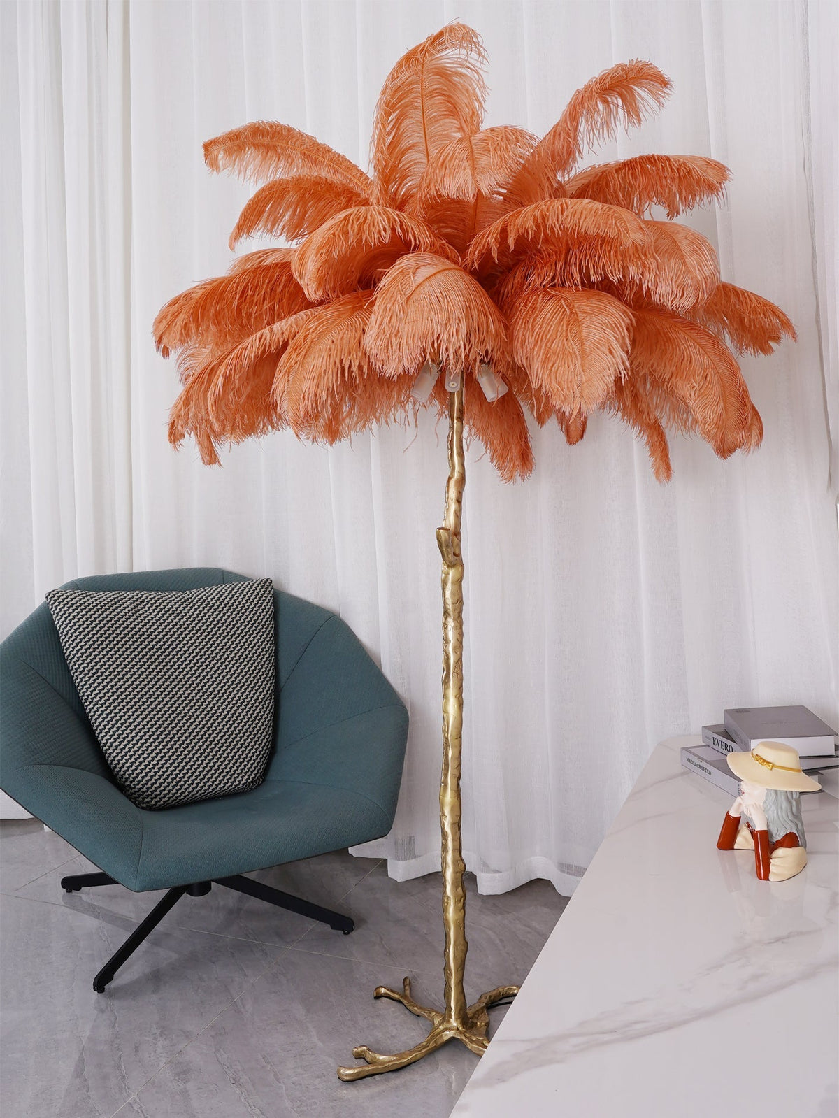 Selis Feather messing vloerlamp