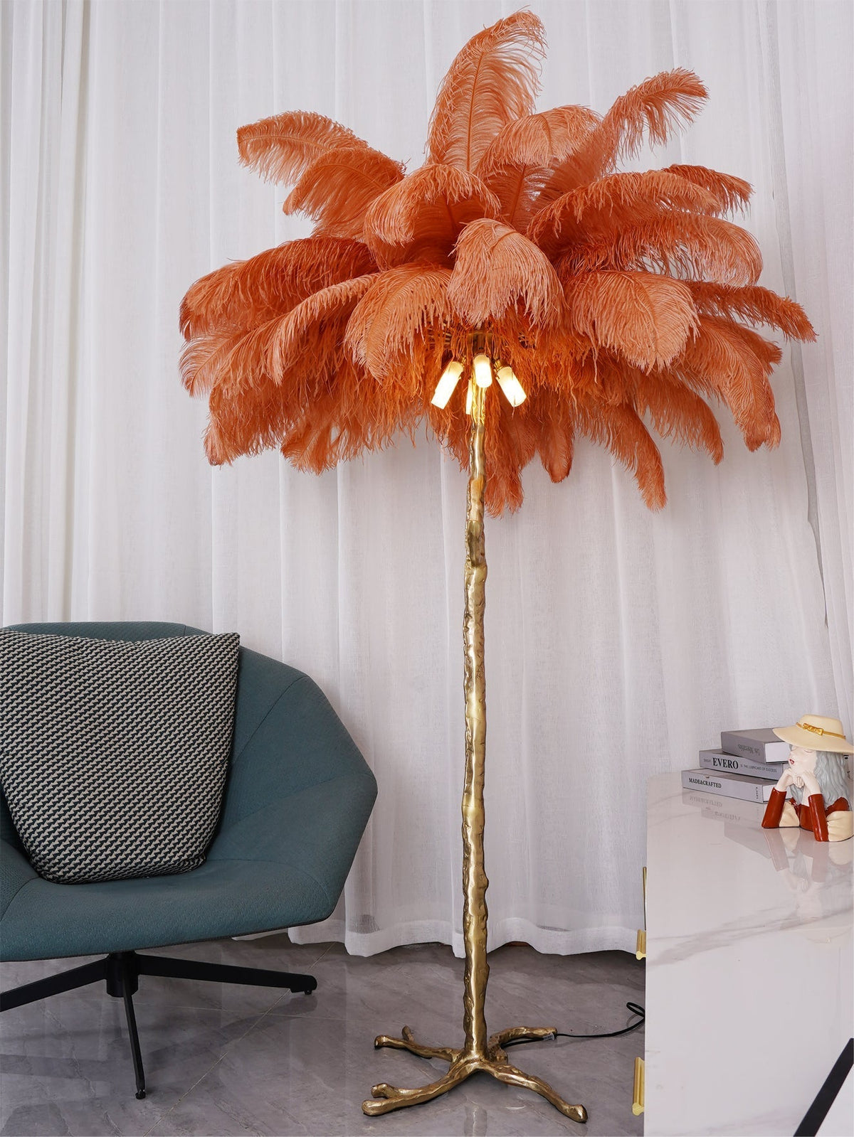 Selis Feather messing vloerlamp