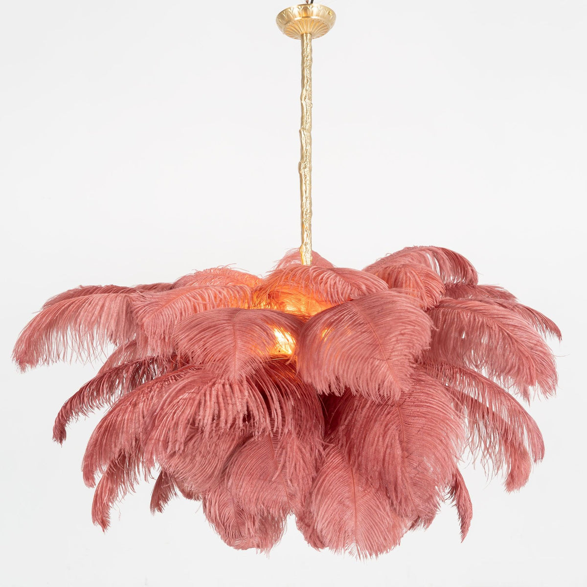 Auralira Kroonluchter Struisvogelveer Groot messing Stam