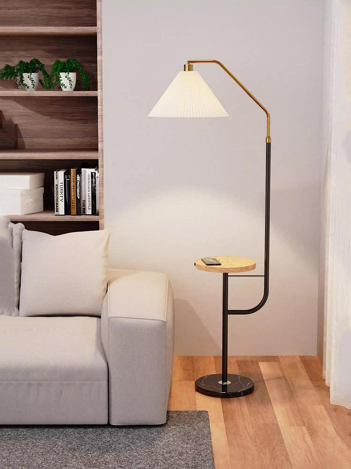 Nexc vloerlamp van marmer en hout